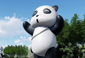 熊猫雕塑-小区广场花园摆放大型卡通彩绘玻璃钢熊猫雕塑