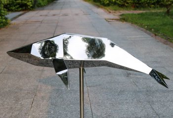 海豚雕塑-小区摆放一只抽象不锈钢海豚雕塑