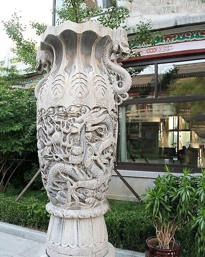 花瓶雕塑-博物馆城市广场汉白玉龙腾花瓶石雕高清图片