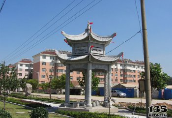 凉亭雕塑-园林户外凉亭双层顶仿古建石雕