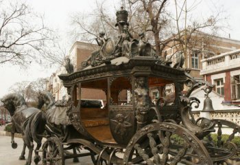 马车雕塑-别墅园林广场摆放复古文艺青铜马车雕塑
