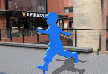 跑步雕塑-幼儿园摆放不锈钢跑步儿童雕塑
