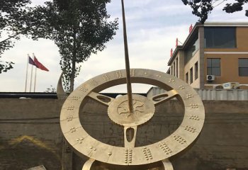 日晷雕塑-城市街道景观摆件不锈钢喷金日晷雕塑