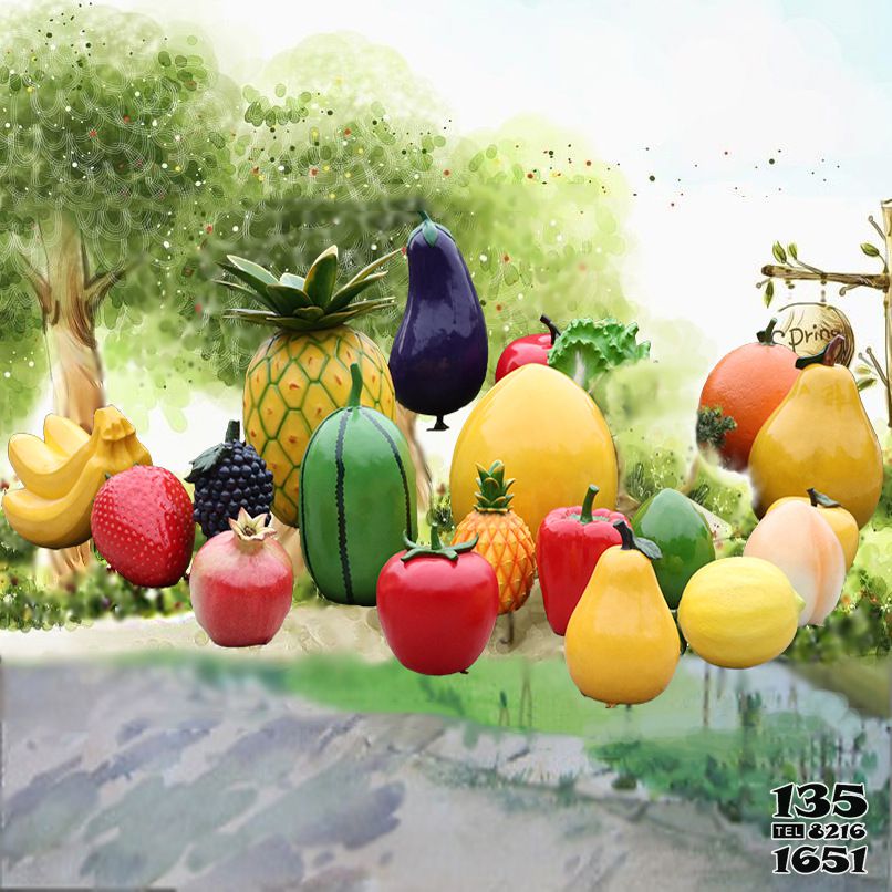 水果雕塑-学校幼儿园户外仿真植物假蔬菜玻璃钢水果雕塑
