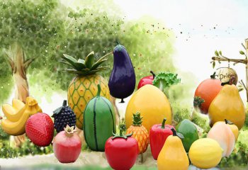 水果雕塑-学校幼儿园户外仿真植物假蔬菜玻璃钢水果雕塑
