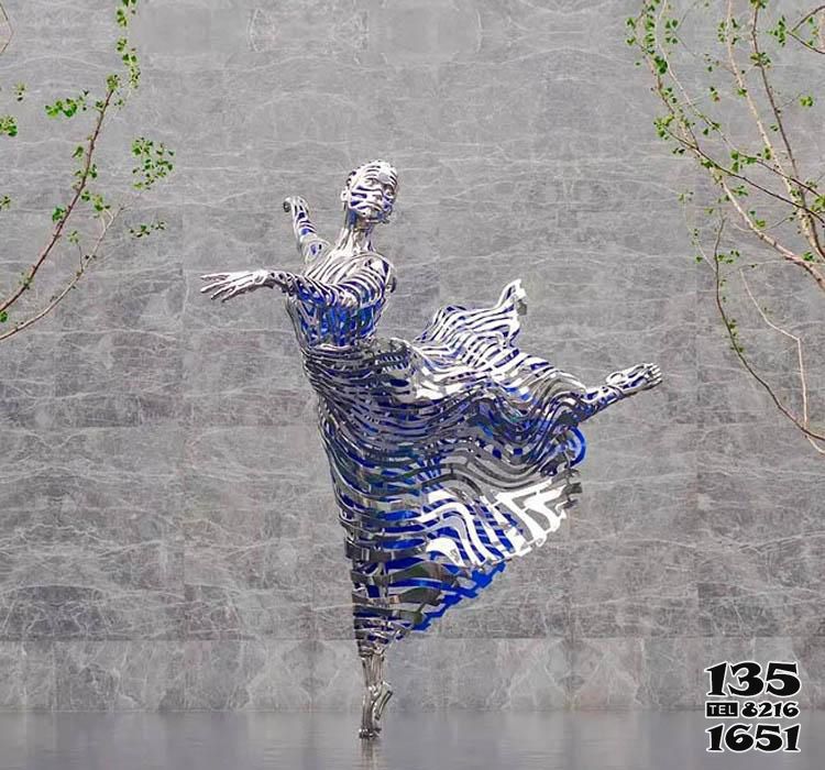 跳舞蹈雕塑-园林镂空创意不锈钢跳舞人物雕塑高清图片