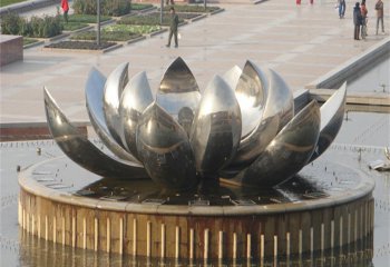 荷花雕塑-不锈钢喷水喷泉公园景区荷花雕塑