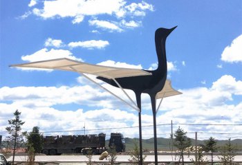 鹤雕塑-户外街道不锈钢抽象鹤雕塑