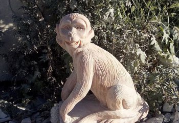 猴子雕塑-公园摆放的黄花石石雕卡通猴子雕塑