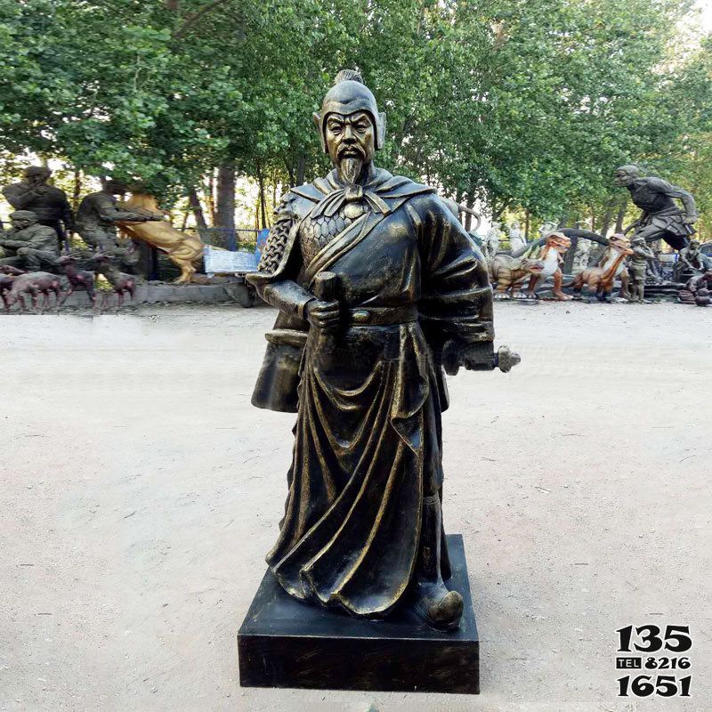 李靖雕塑-初唐名将历史著名人物李靖玻璃钢仿铜雕塑像高清图片