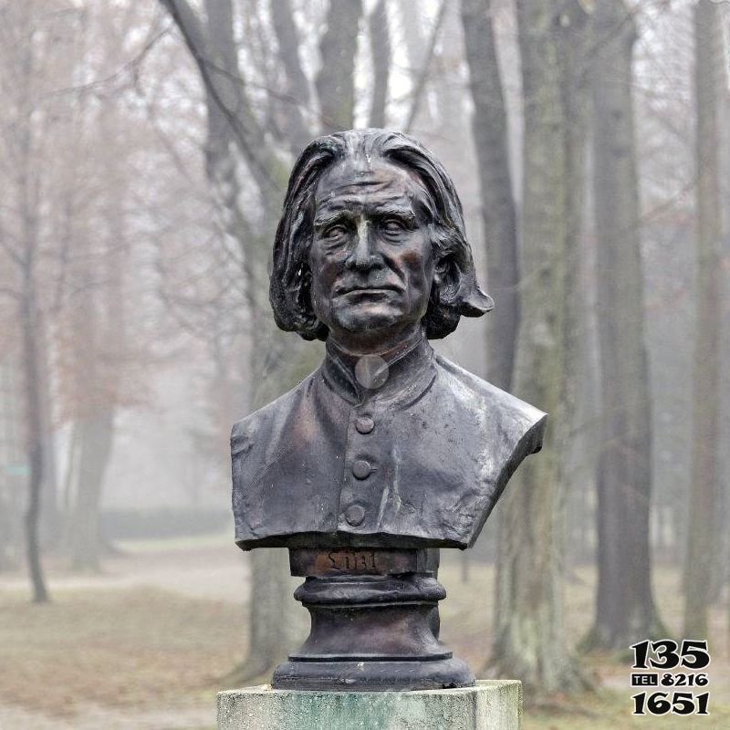 李斯特雕塑-世界名人英国公园铸铜胸像李斯特雕塑高清图片