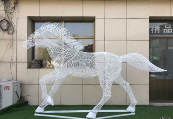 马雕塑-不锈钢镂空创意户外园林景观马雕塑
