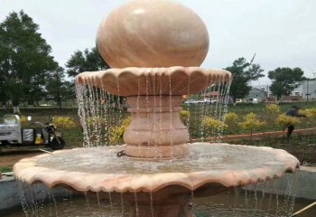 喷泉雕塑-城市园林摆放晚霞红大理石球喷泉雕塑