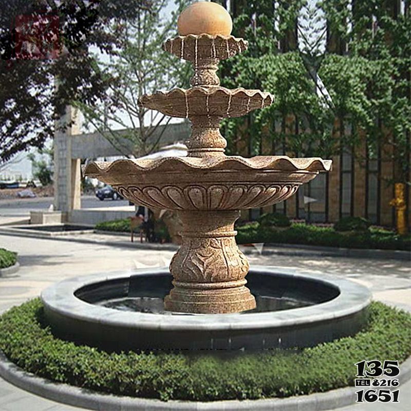 喷泉雕塑-学院个性多层景观-石雕喷泉雕塑高清图片