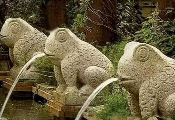 青蛙雕塑-别墅三只砂岩创意青蛙雕塑