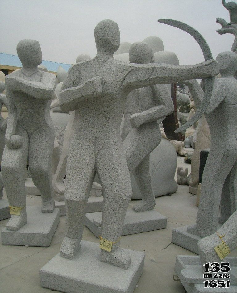 射击雕塑-公园抽象射箭人物大理石雕塑高清图片