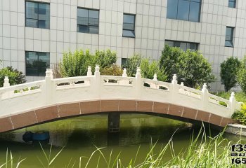 石桥雕塑-医院花园湖边汉白玉石拱桥雕塑