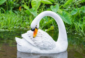 天鹅雕塑-池塘湖边游泳的玻璃钢天鹅雕塑