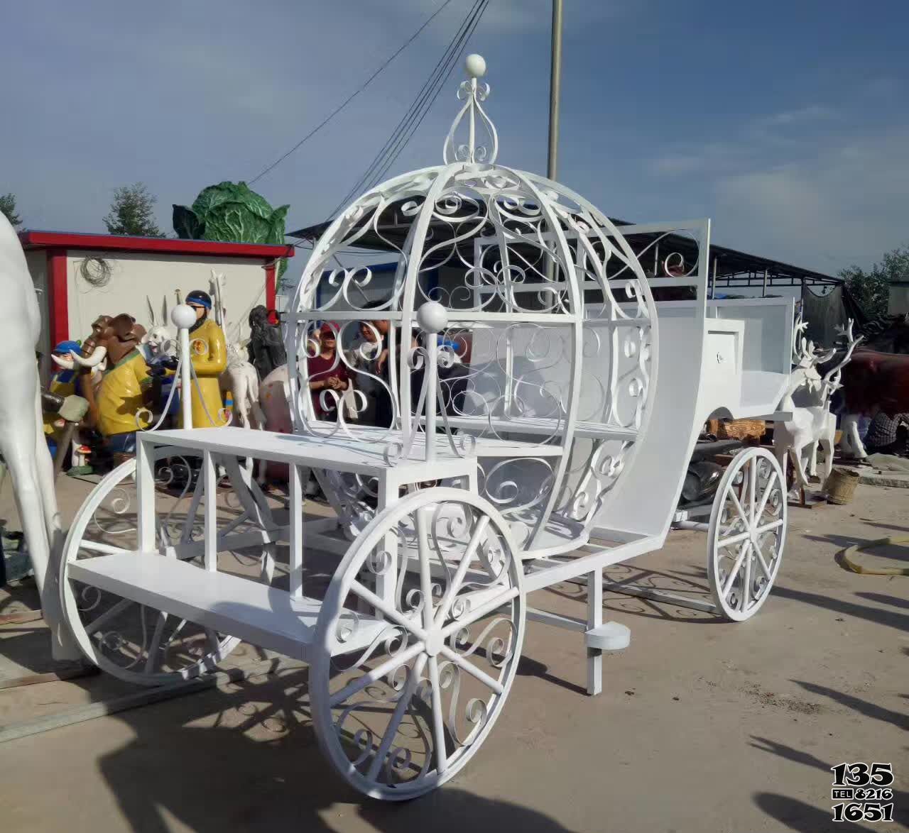 马车雕塑-儿童游乐园创意镂空不锈钢马车雕塑