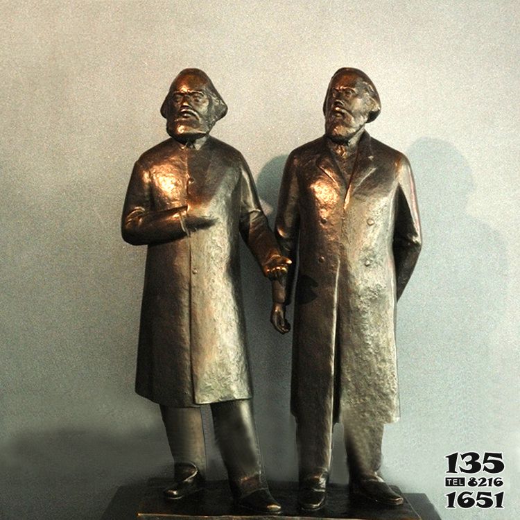 马克思雕塑-景区世纪伟人马克思和恩格斯铜雕抛光马克思雕塑高清图片