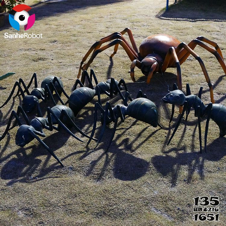 蚂蚁雕塑-蚂蚁和蜘蛛学院草坪爬行玻璃钢蚂蚁雕塑高清图片