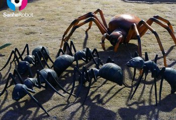 蚂蚁雕塑-蚂蚁和蜘蛛学院草坪爬行玻璃钢蚂蚁雕塑