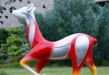 梅花鹿雕塑-户外园林景观装饰品玻璃彩绘行走的梅花鹿雕塑
