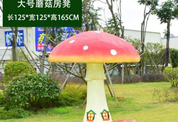 蘑菇雕塑-公园创意大号房凳蘑菇雕塑