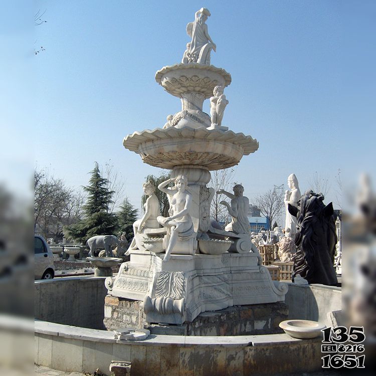 喷泉雕塑-园林景区汉白玉欧式人物喷泉雕塑高清图片