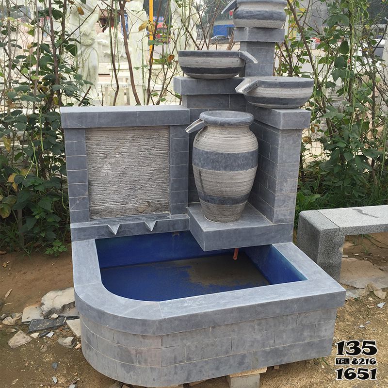 喷泉雕塑-别墅中式花瓶创意喷泉青石雕塑高清图片
