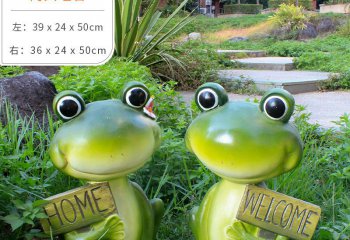 青蛙雕塑-花园两只树脂可爱青蛙雕塑
