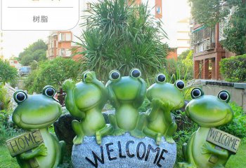 青蛙雕塑-游乐场五只树脂青蛙雕塑