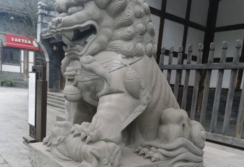 狮子雕塑-庭院工厂大理石石雕大型招财狮子雕塑
