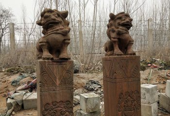 拴马柱雕塑-仿铜狮子园林门前摆放拴马柱雕塑