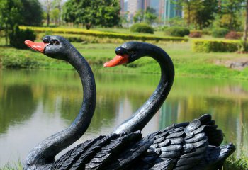 天鹅雕塑-户外池塘草坪玻璃钢材质的黑天鹅雕塑