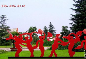 跳舞蹈雕塑-公园不锈钢剪影广场舞人物雕塑