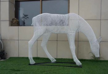 鹿雕塑-别墅小区不锈钢镂空鹿雕塑