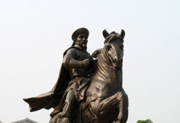 骑马雕塑-公园铜雕清朝人物骑马雕塑