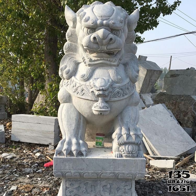 狮子雕塑-大型户外砂石石雕镇宅狮子雕塑高清图片