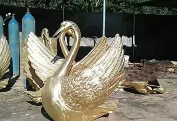天鹅雕塑-学校广场铜铸喷金烤漆天鹅雕塑