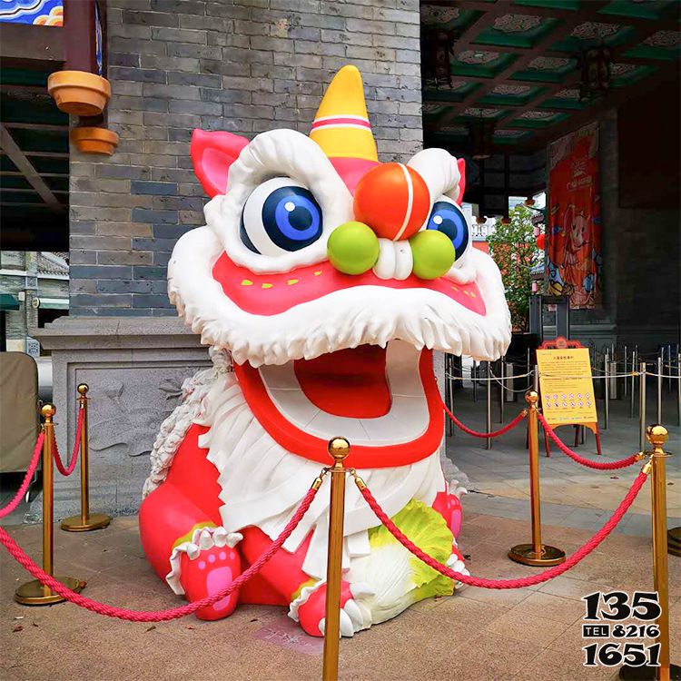 醒狮雕塑-景区门口摆放卡通创意醒狮玻璃钢雕塑 醒狮雕塑-景区门口摆放卡通创意醒狮玻璃钢雕塑