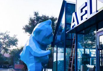 熊雕塑-景区商场熊爬窗造型玻璃钢熊雕塑