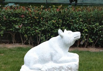熊雕塑-公园广场草坪汉白玉仿真趴姿熊石雕