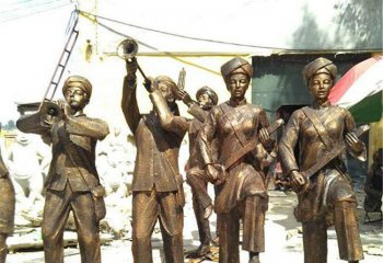 歌唱人物雕塑-广场铜雕少数民族演唱会人物唱雕塑