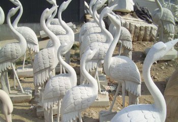 鹤雕塑-公园广场汉白玉石雕鹤雕塑