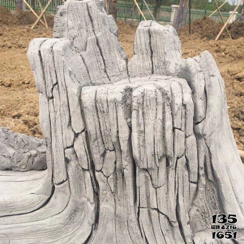 假山雕塑-塑石假山石龟裂纹石观装饰摆件高清图片