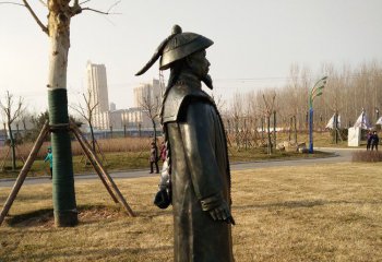 林则徐雕塑-公园广场草坪摆放站立铸铜爱国人物林则徐铜雕塑