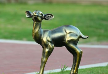 鹿雕塑-户外草坪玻璃钢仿铜鹿雕塑