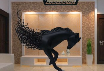 马雕塑-室内创意抽象玻璃钢头像马雕塑