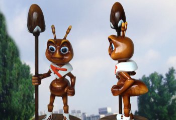 蚂蚁雕塑-游乐园摆放卡通蚂蚁卫士玻璃钢蚂蚁雕塑